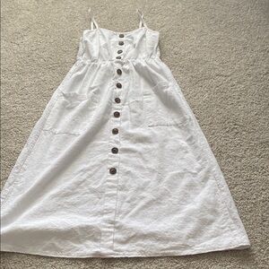 Charming White Button-Down Kids Dress